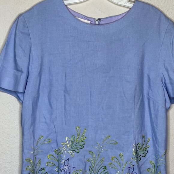 Vintage Maggy London‎ Linen Blend Embroidered Dress - Picture 2 of 7